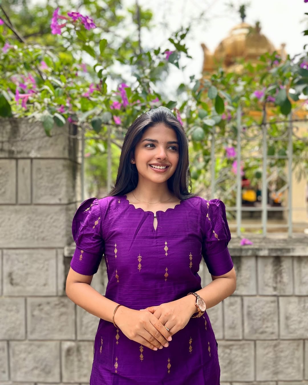 Purple Cotton Kurti with Puff Sleeve (Buy 1 Get 1 Free)