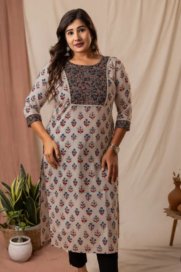 Ruhi white Ajrakh Patch Aline best combo pack Set (Buy 1 Get 1 Free)