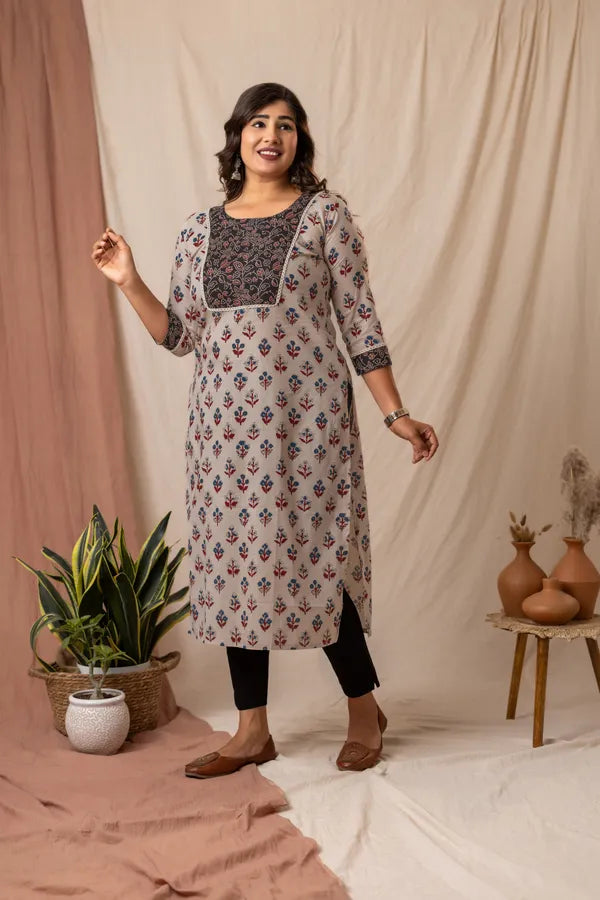Ruhi white Ajrakh Patch Aline best combo pack Set (Buy 1 Get 1 Free)