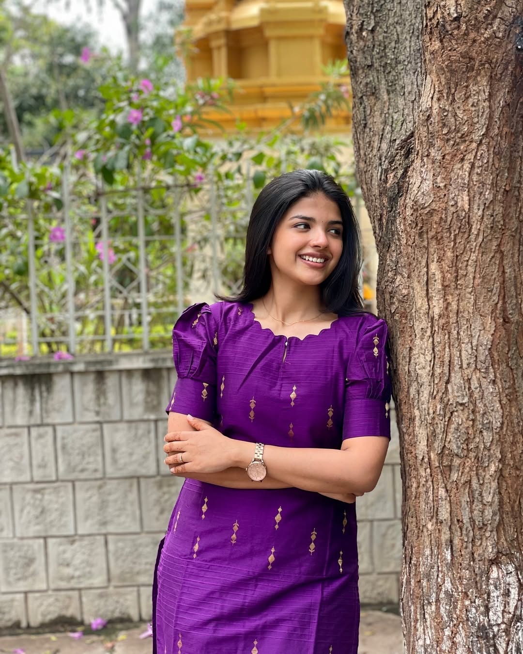 Purple Cotton Kurti with Puff Sleeve (Buy 1 Get 1 Free)