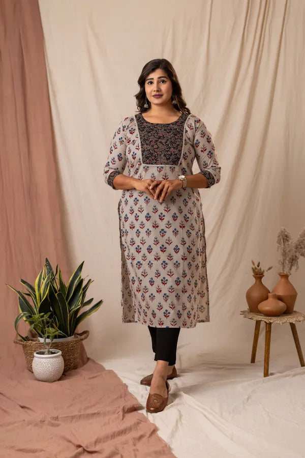 Ruhi white Ajrakh Patch Aline best combo pack Set (Buy 1 Get 1 Free)