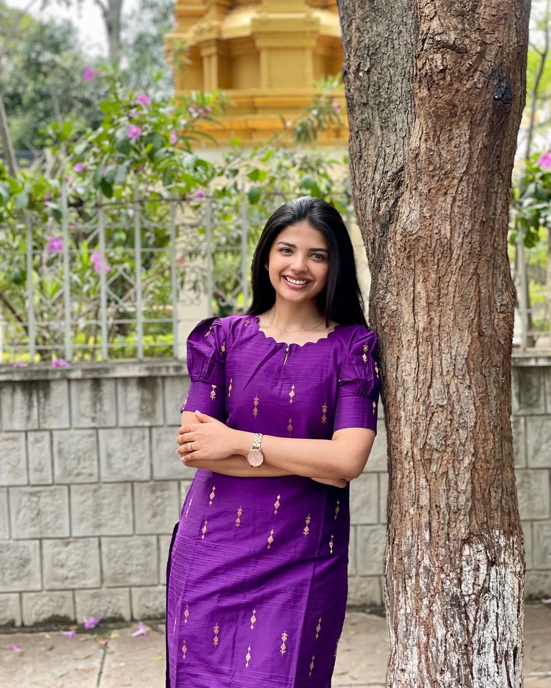 Purple Cotton Kurti with Puff Sleeve (Buy 1 Get 1 Free)