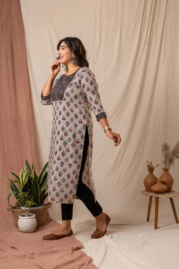 Ruhi white Ajrakh Patch Aline best combo pack Set (Buy 1 Get 1 Free)