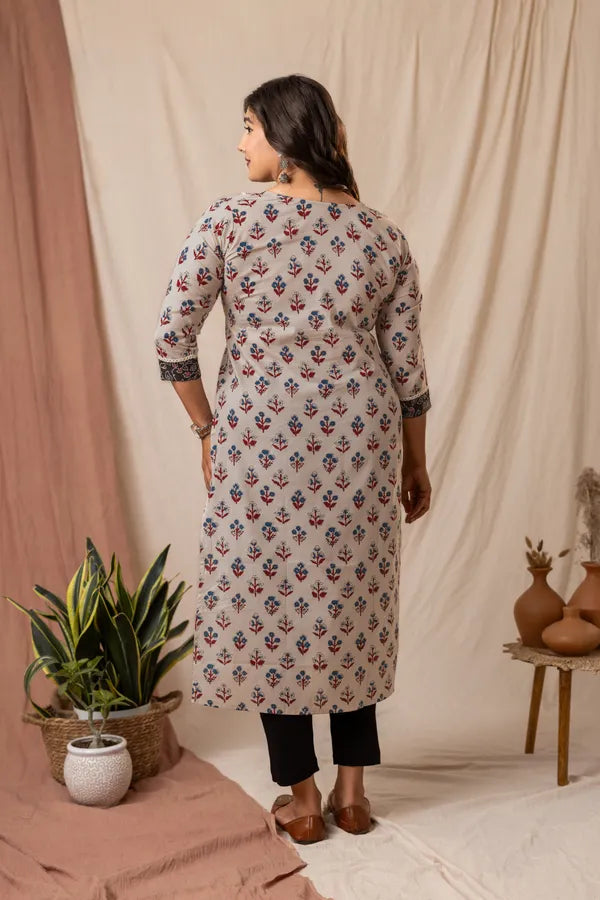 Ruhi white Ajrakh Patch Aline best combo pack Set (Buy 1 Get 1 Free)