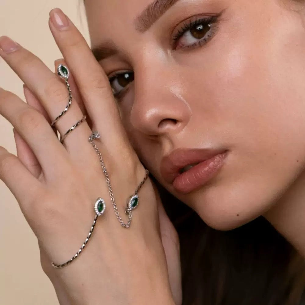 Emerald Show Stopper Hand Jewellery