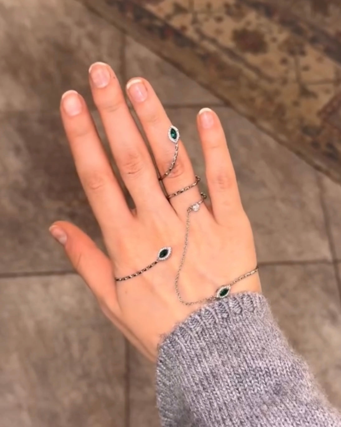 Emerald Show Stopper Hand Jewellery