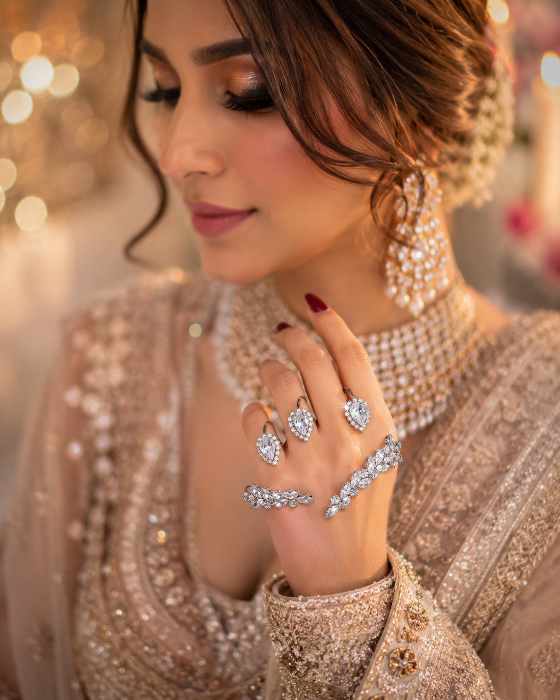 Midnight Spark Rhinestone Hand Jewellery