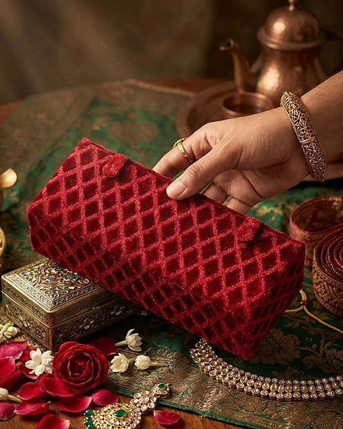 KOREAN NECKLACE RED & CREAM GIFT BOX