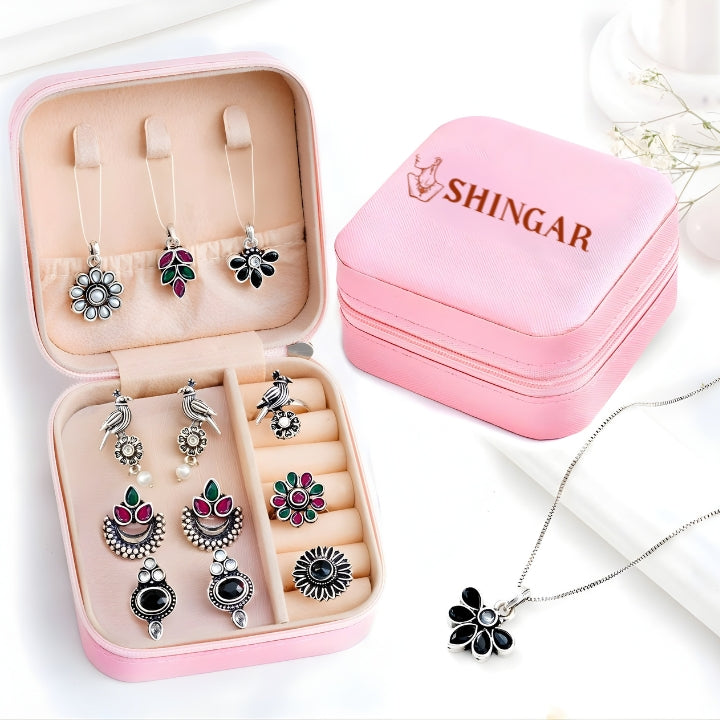 Exclusive Jewelry Box of 3 Matching Sets - Earrings, Necklace and Rings