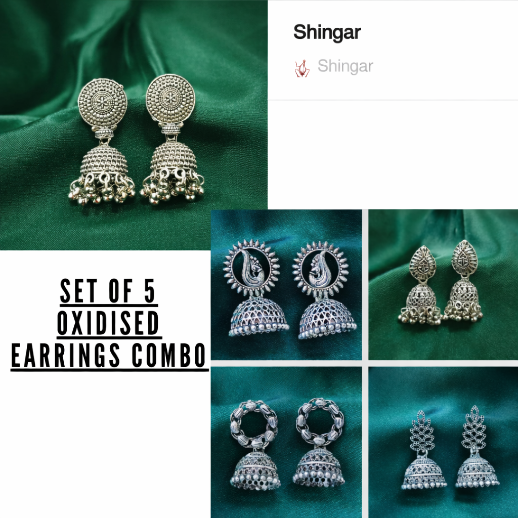 Set of 7 Oxidised Earrings Combo