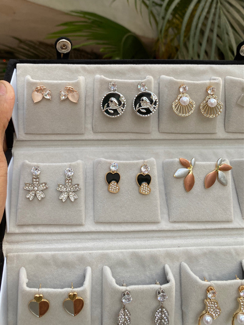 pretty 16 pairs studs Daily wear earrings box ✨🎀