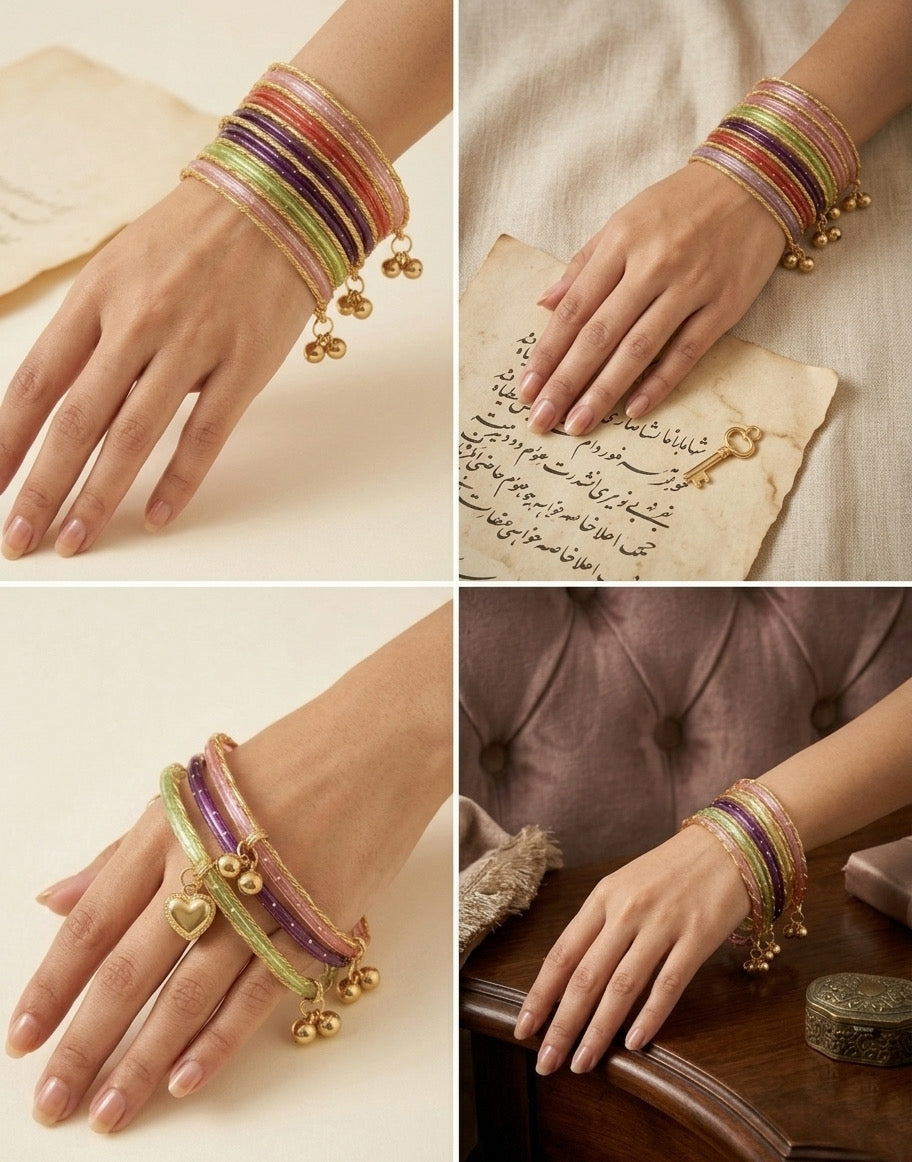 Kashmiri Ghungroo With Raindrop Bangles