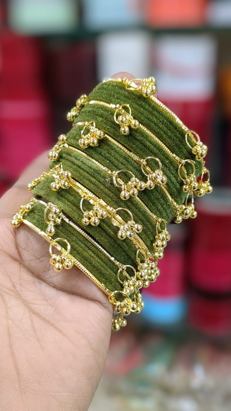 Kashmiri Velvet Bangles Set
