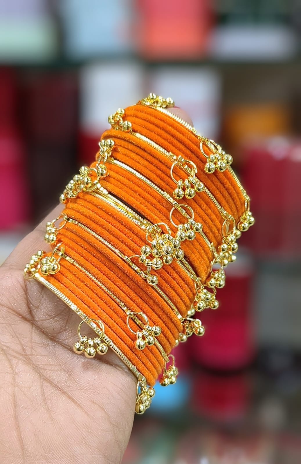 Kashmiri Velvet Bangles Set