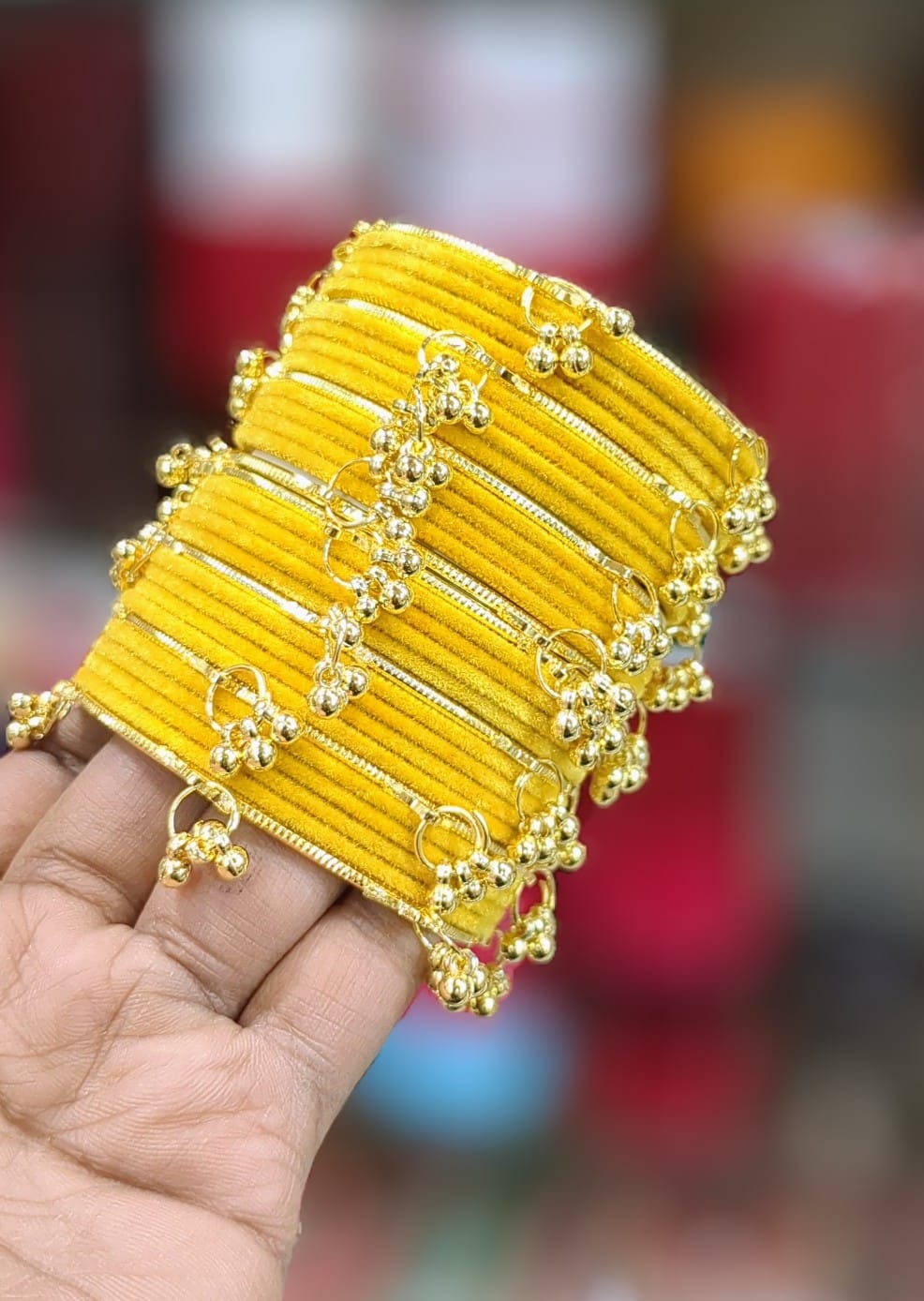 Kashmiri Velvet Bangles Set