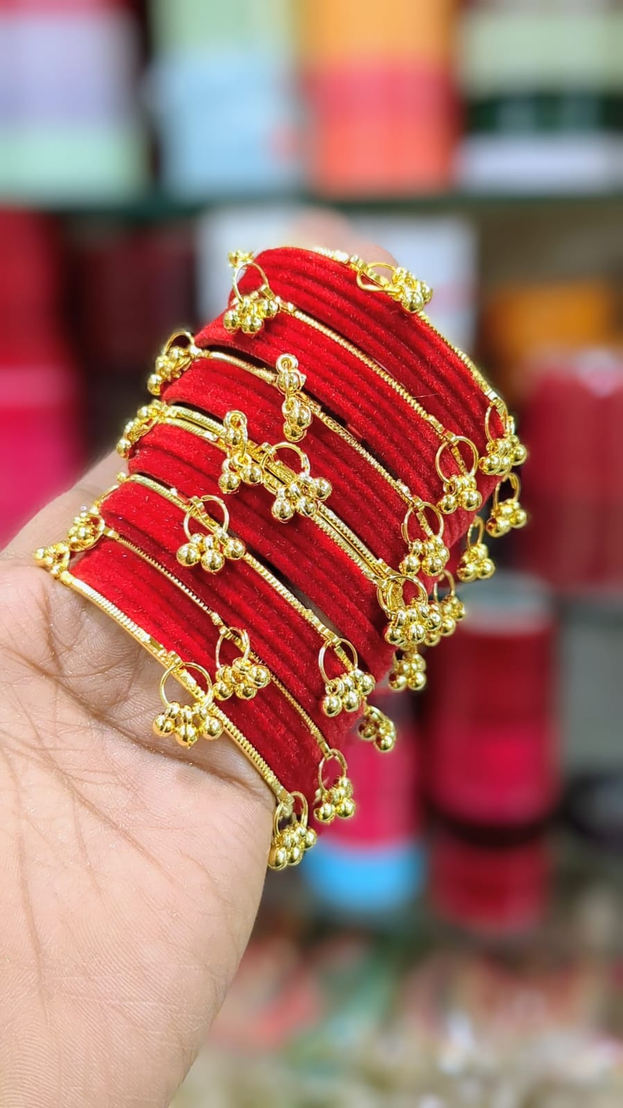 Kashmiri Velvet Bangles Set