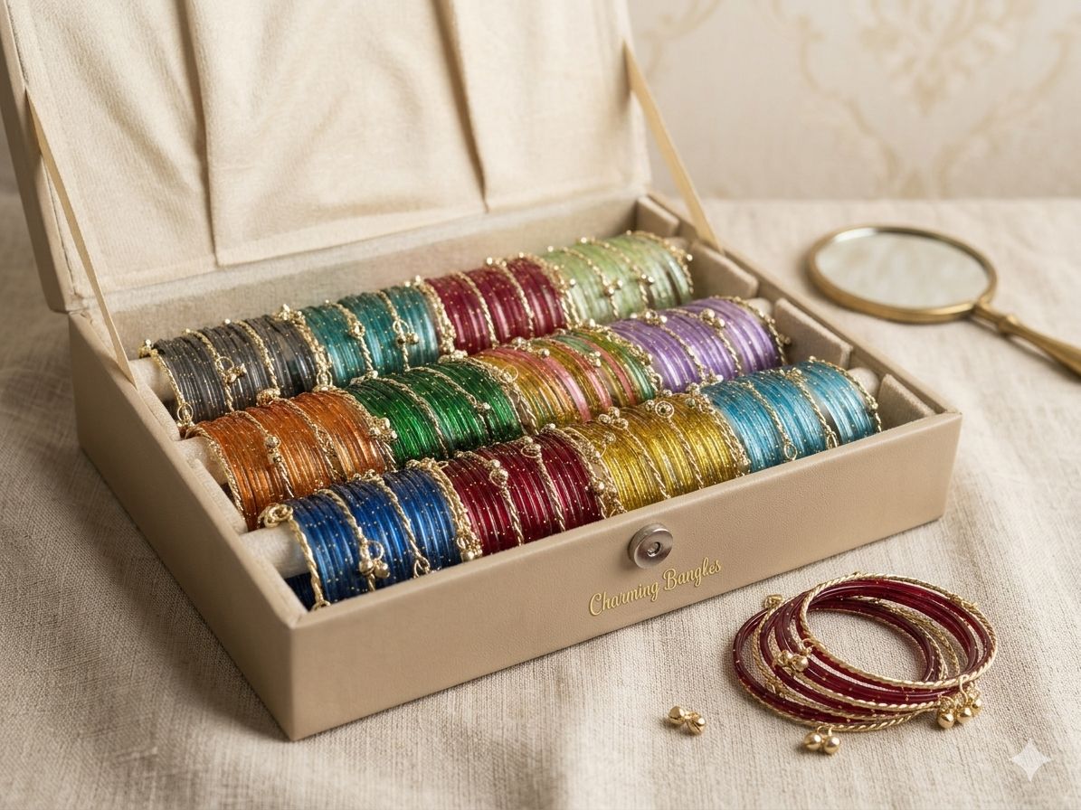 Luxcury Raindrop Bangles With Heavy Kashmiri Set And Organizer
