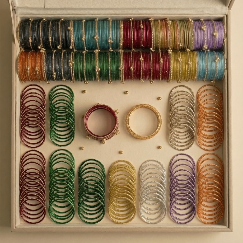 Luxcury Raindrop Bangles With Heavy Kashmiri Set And Organizer