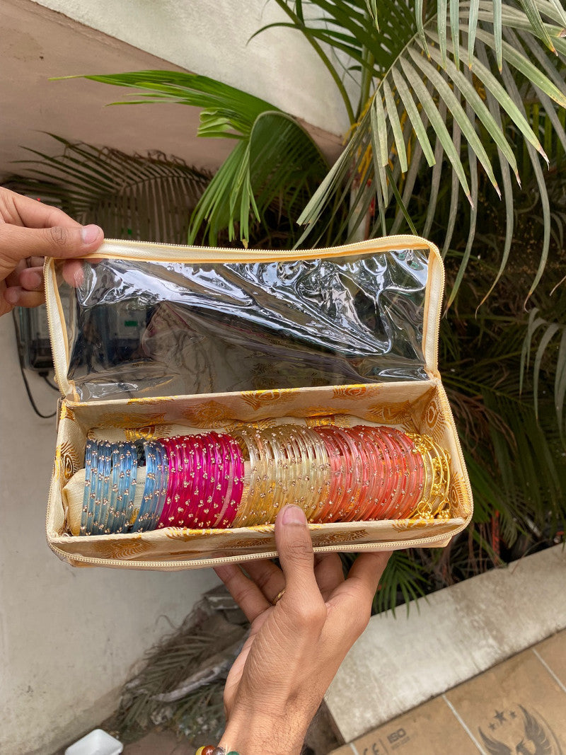Gold color Kashmiri bangles box 48 raindrops bangles & 4 Kashmiri bangles set