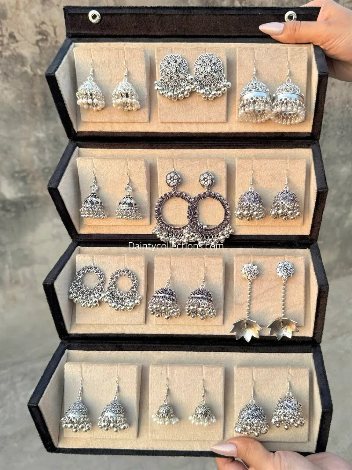 Jhumka box – 12 silver jhumkis