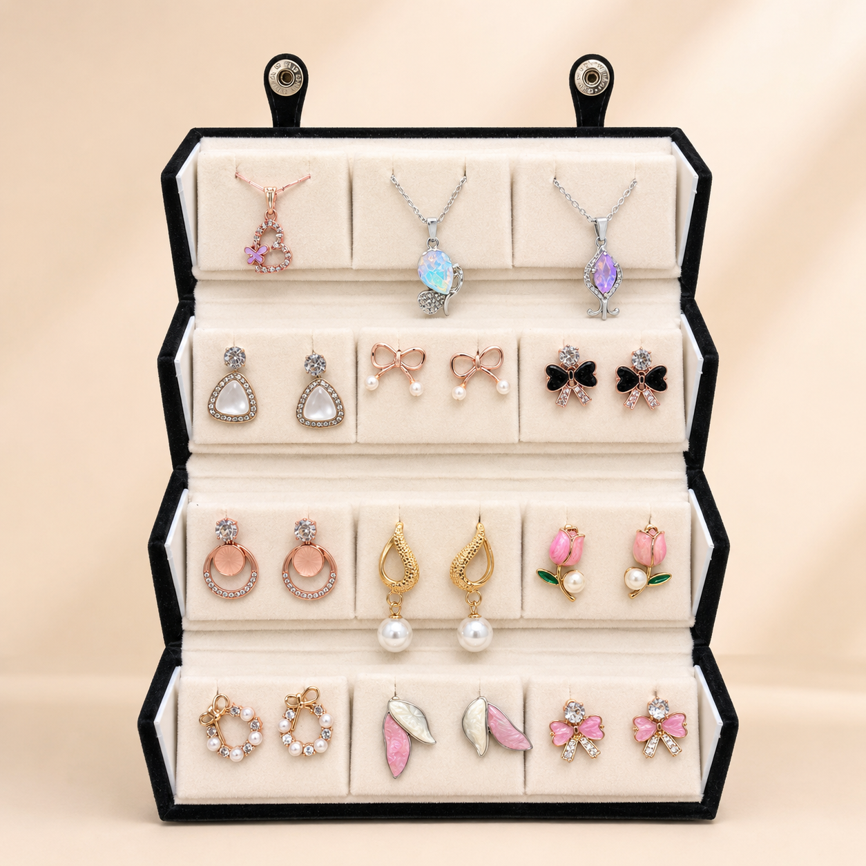 Set of 12 Stud Earrings with Pendants Box