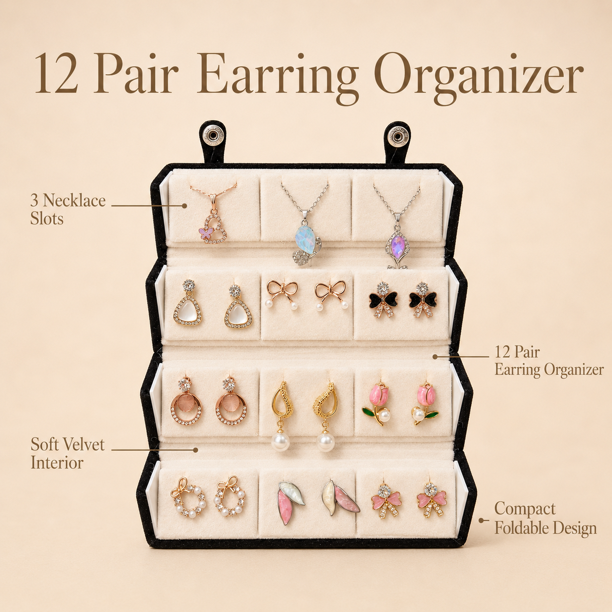 Set of 12 Stud Earrings with Pendants Box