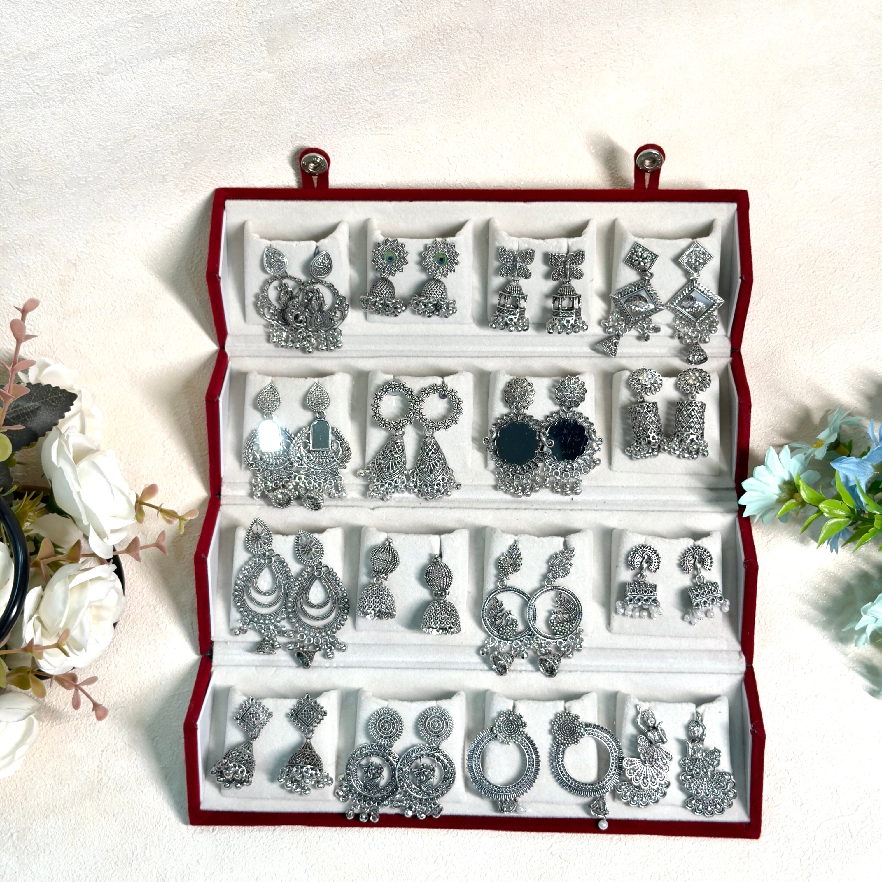 16 Pairs Fashionable Jhumka Earrings Combo Set for Women