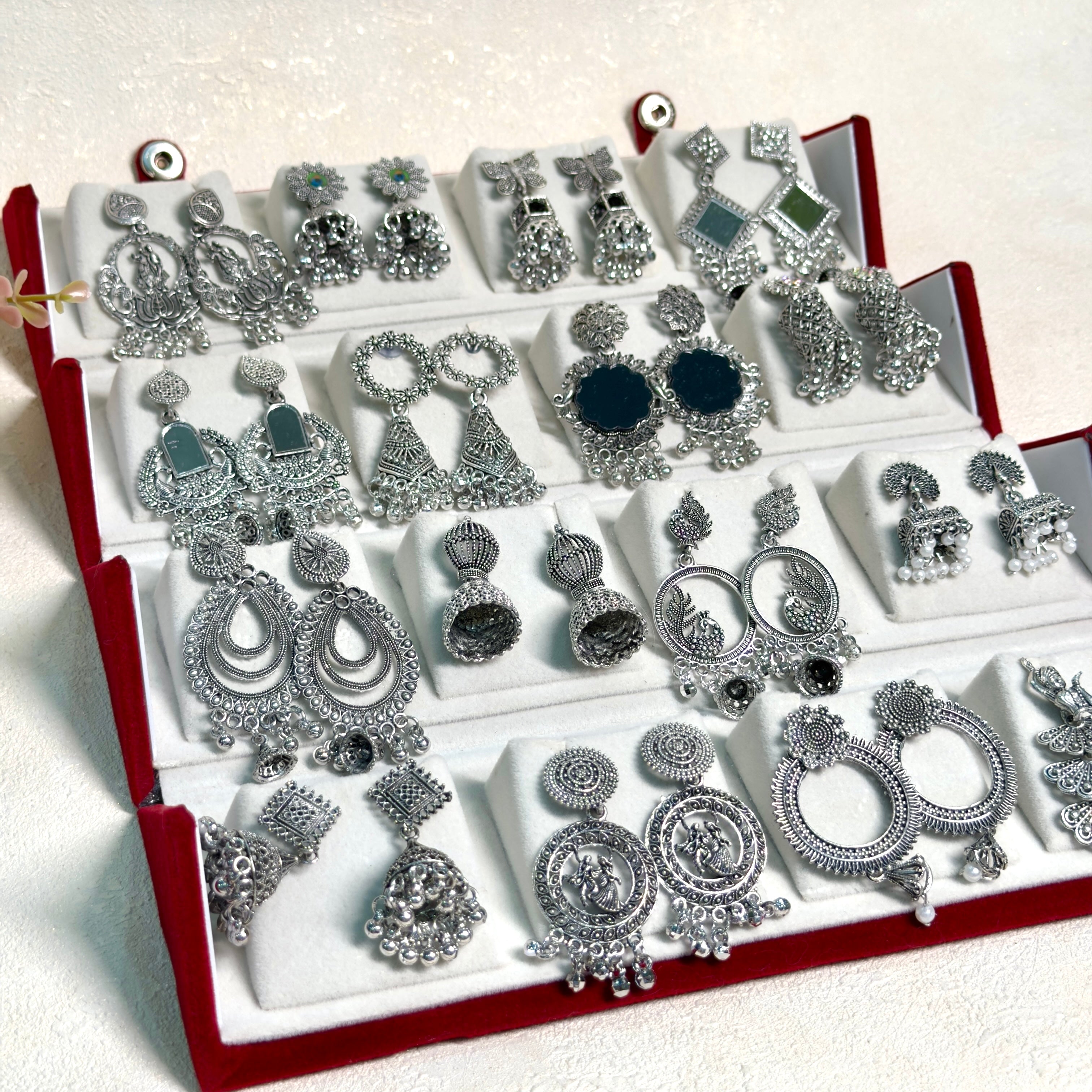 16 Pairs Fashionable Jhumka Earrings Combo Set for Women