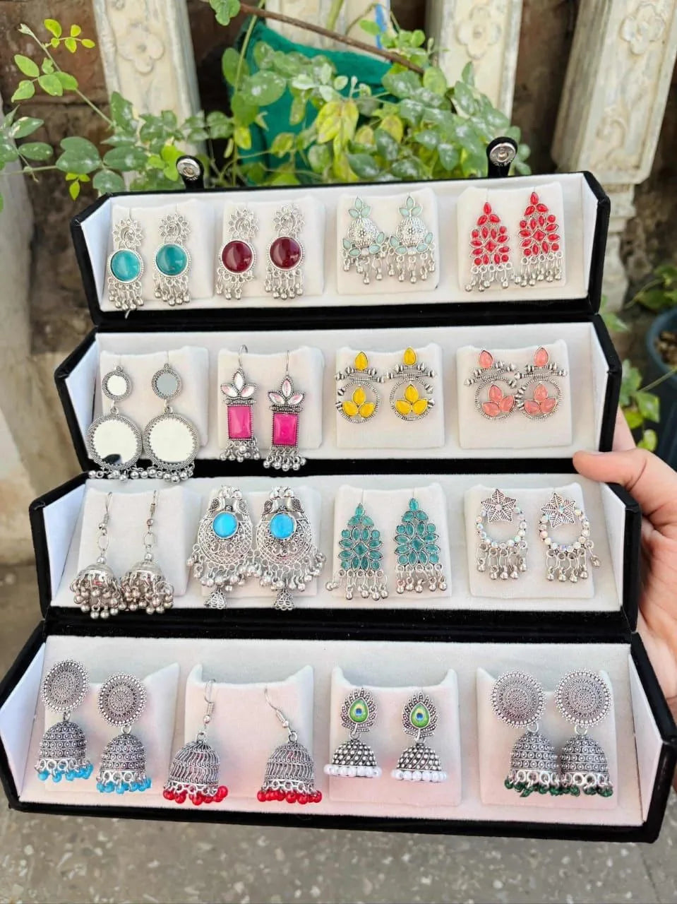 16 Pairs Rangrez Jhumka Box (Multi colours)