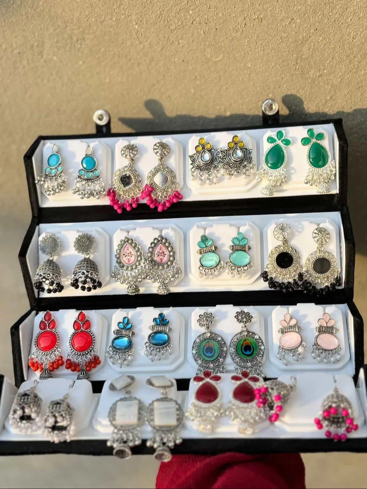 16 Pairs Rangrez Jhumka Box (Multi colours)