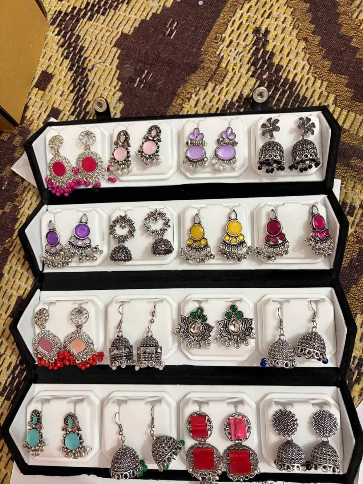 16 Pairs Rangrez Jhumka Box (Multi colours)
