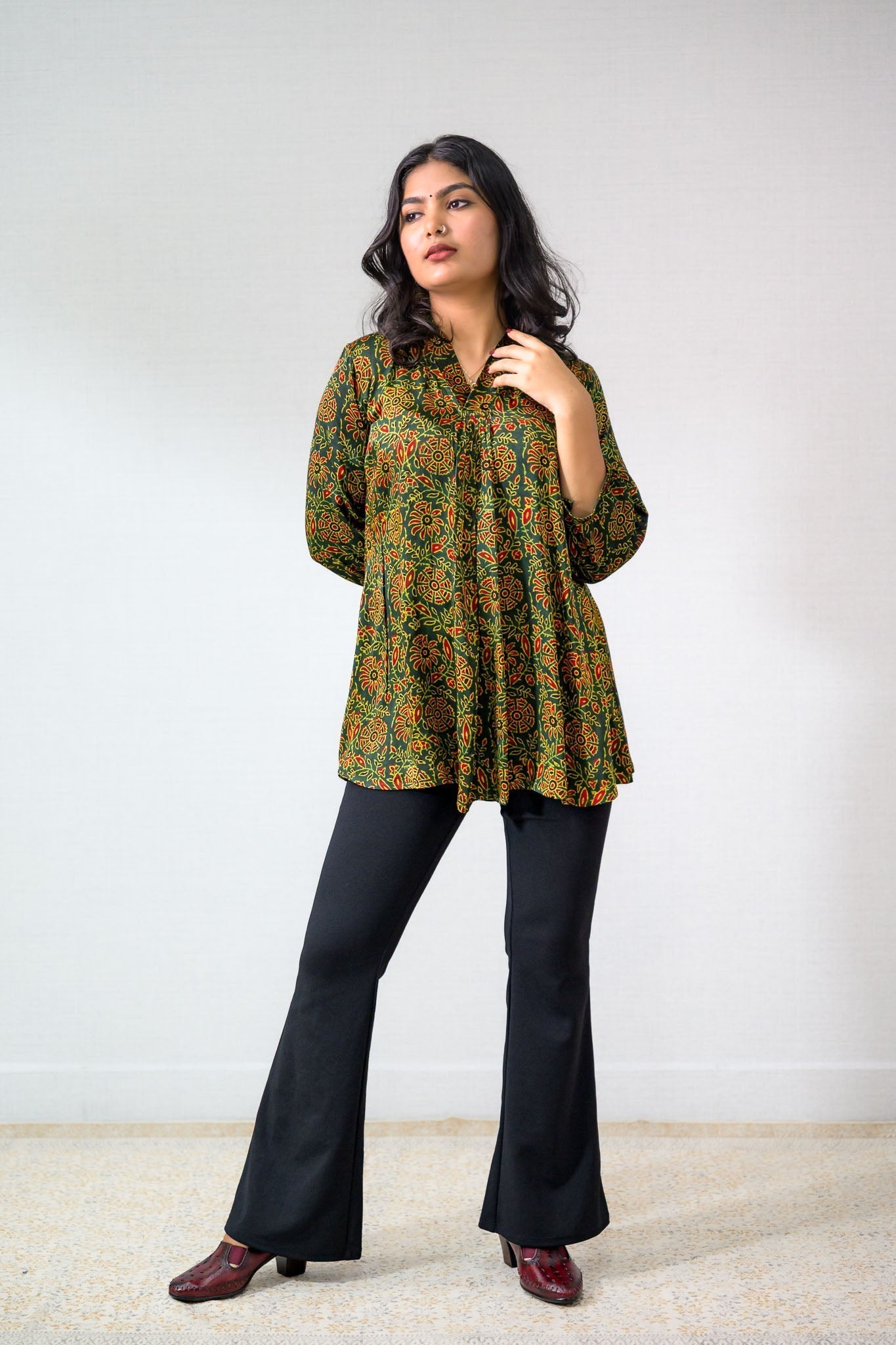 Peach Handblock Cotton Shirt Kurti (Buy 1 Get 1 Free)