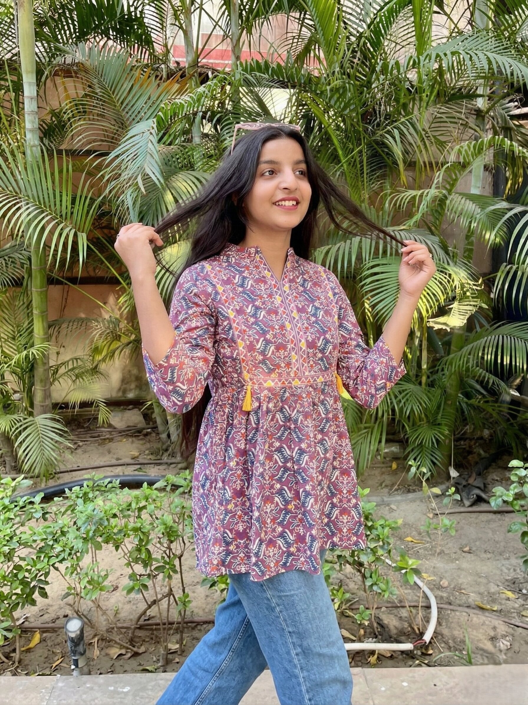 Purple Printed Boho Tunic Top (Buy 1 Get 1 Free)