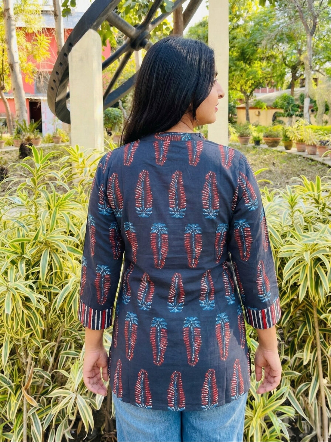 Black Printed Cotton Top (Buy 1 Get 1 Free)