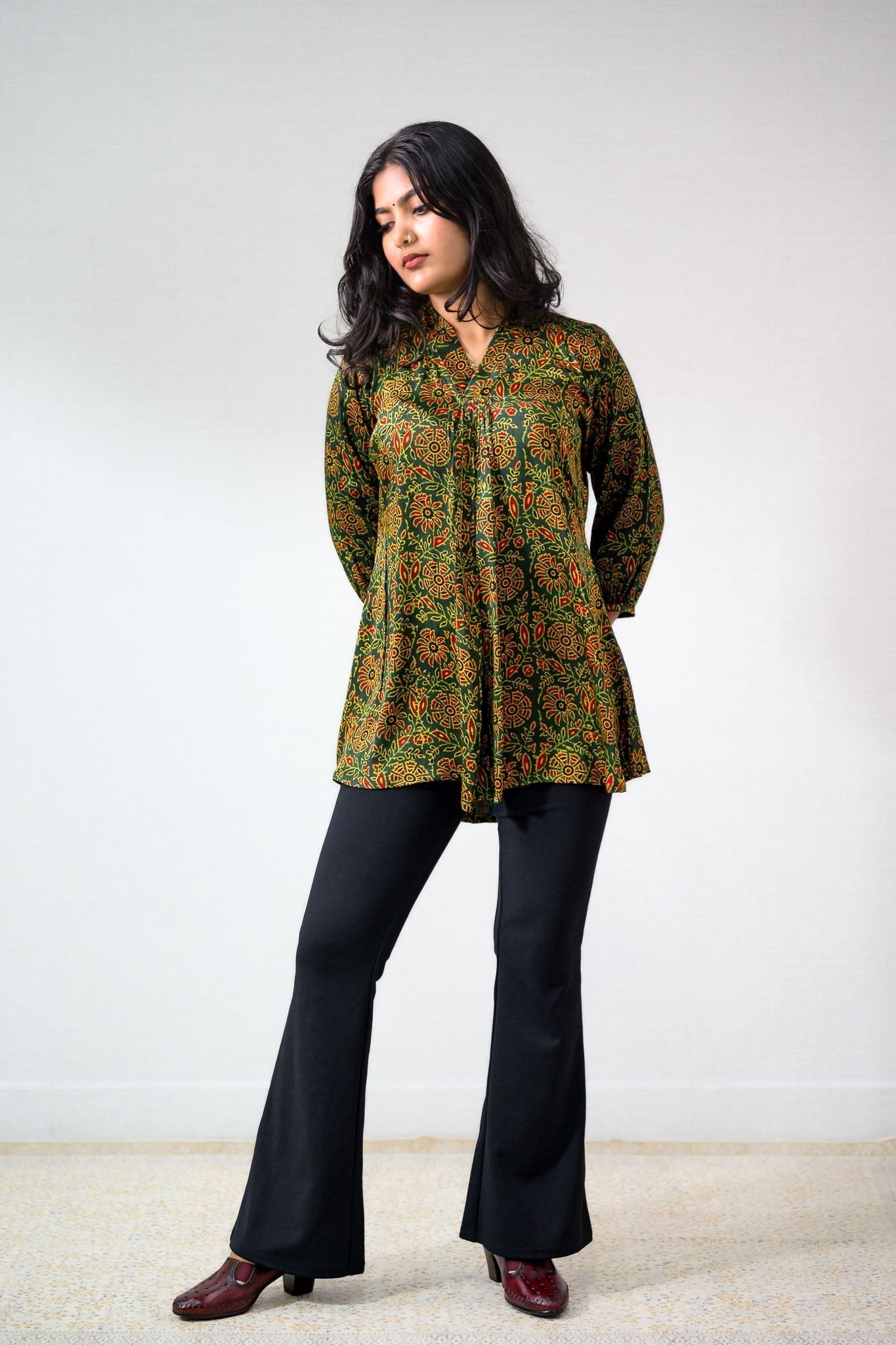 Peach Handblock Cotton Shirt Kurti (Buy 1 Get 1 Free)