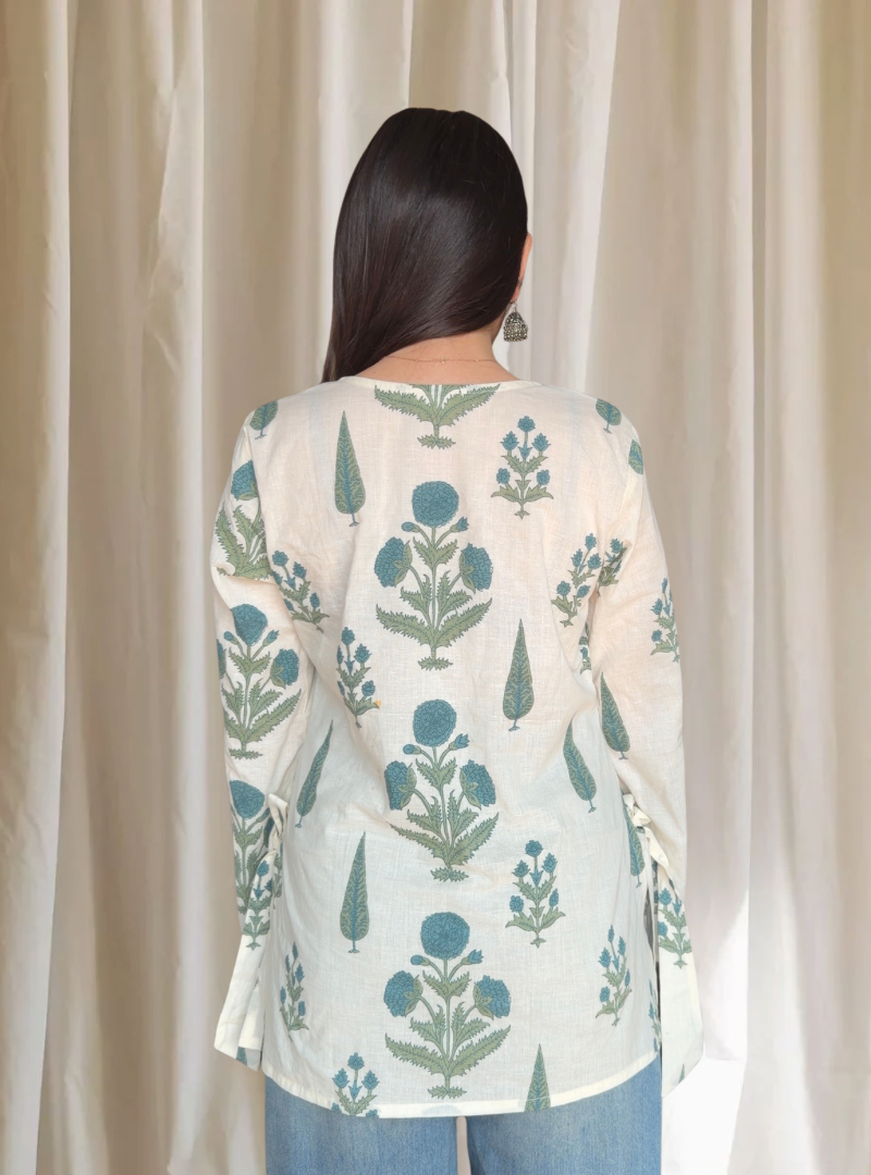Meera White leaf Kurti (Buy 1 Get 1 Free)